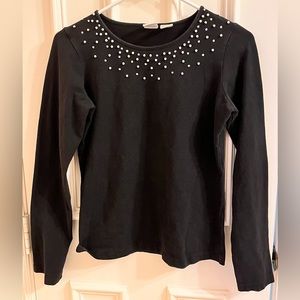 Talbots Kids Stretch Black Pearls Long Sleeve